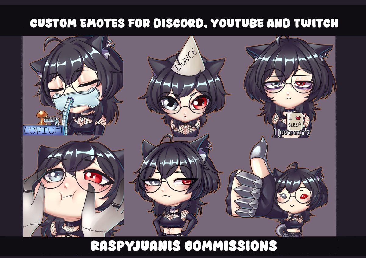Finished #VGenComm of cute #emotes for the lovely <a href="/NimeTakanashi/">Nime Takanashi</a> the cutest dogo girl i know.
#Chibi #twitchstreamer #drawing #digitalart #commissionsopen