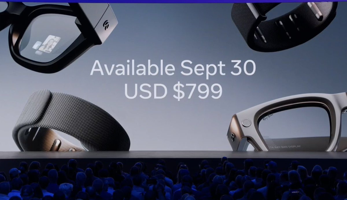 NathieVR's tweet image. The Meta Ray-Ban display glasses together with the neural wristband will be available on September 30 for $799 in black and sand. Are you getting one?