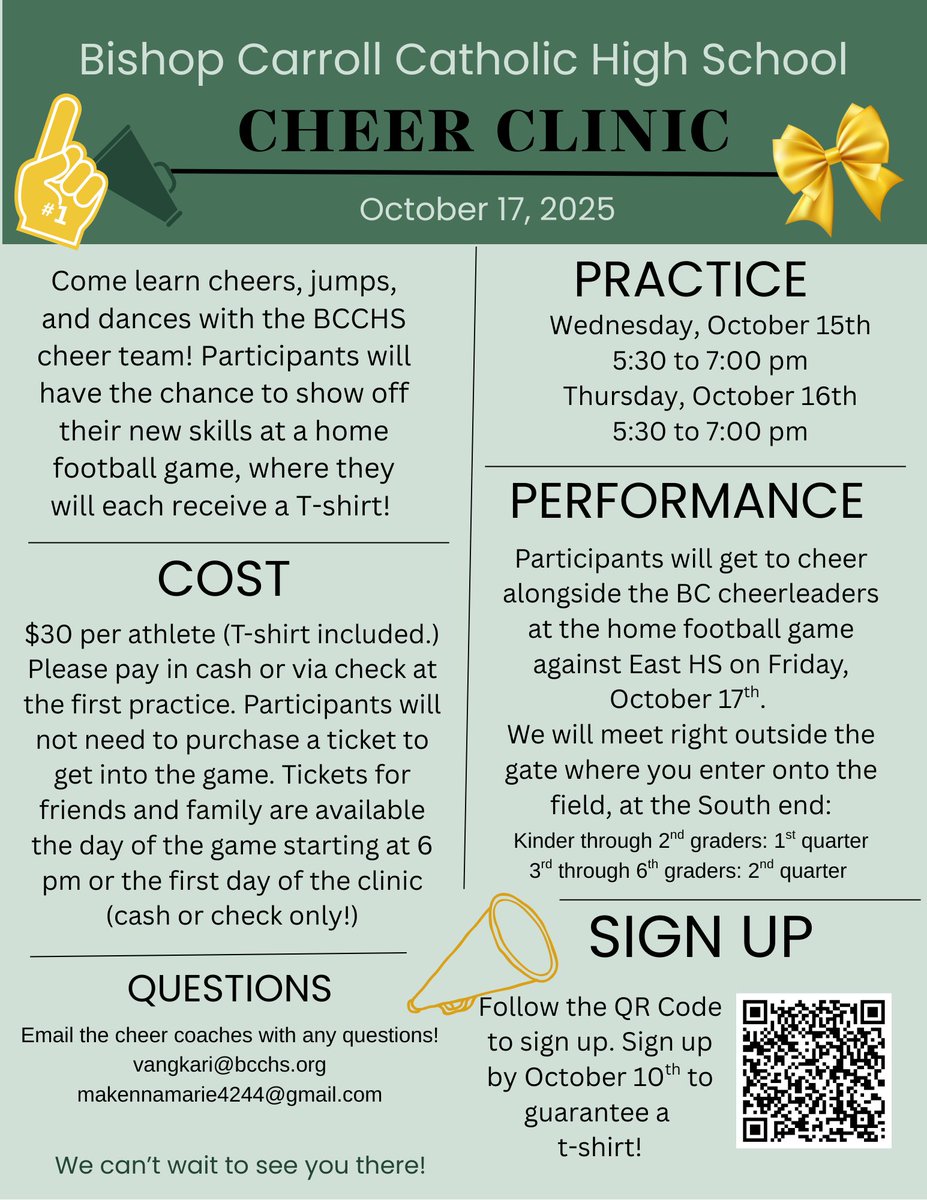 BCCHS_AD's tweet photo. BC Little Cheer Clinic Information. #EaglesICT https://t.co/M2QINqwI3W