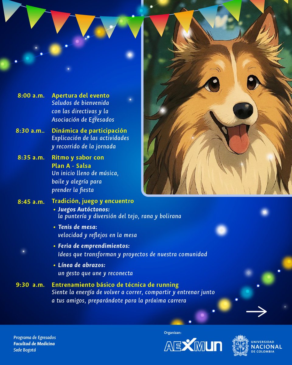 MedicinaUNAL's tweet image. ✨🐾 ¡Ya está listo el cronograma de actividades de nuestra Festi-Feria de Egresados 2025! 🎉
Una jornada llena de música, juegos, deporte, emprendimiento y reencuentros 💙💛.
📍 Facultad de Medicina – Sede Bogotá
🗓️ ¡No te pierdas ningún momento!
#EgresadosUNAL #FestiFeria202