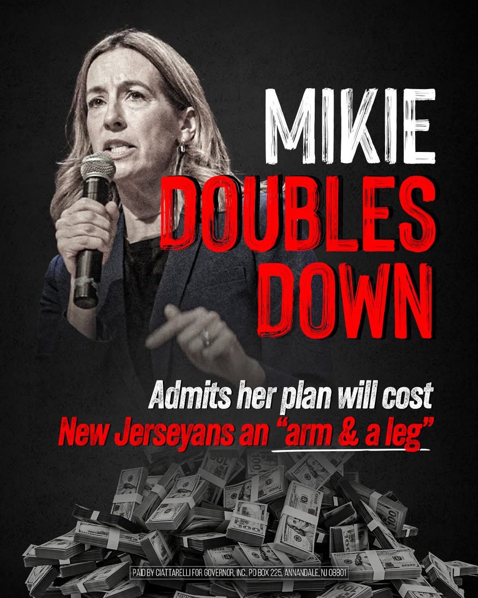 As if New Jersey families aren’t being squeezed enough… Mikie Sherrill flat-out admits her extreme energy mandates will cost “an arm &amp; a leg” — and then doubles down.

Higher bills, fewer choices, and more pain for New Jersey families… all thanks to Sherrill &amp; Murphy’s broken