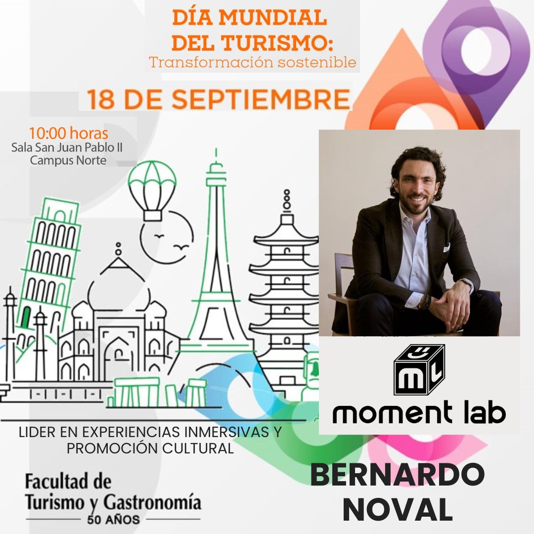 #DíaMundialDelTurismo Gestor cultural y emprendedor que impulsa experiencias inmersivas globales 🌍.
Su visión conecta arte, cultura y sostenibilidad para nuevos públicos.
Conócelo este #18Sep en la Anáhuac Norte. #TurismoSostenible #SomosAnahuac