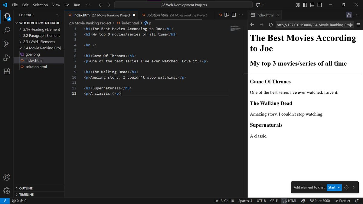 bluedev_py's tweet image. Day 41/100 – Web Foundation🌐
> Introduction to HTML
> Built a Movie Ranking Project🎬
#100DaysOfCode
#pythonprogramming
#pythononlinetraining