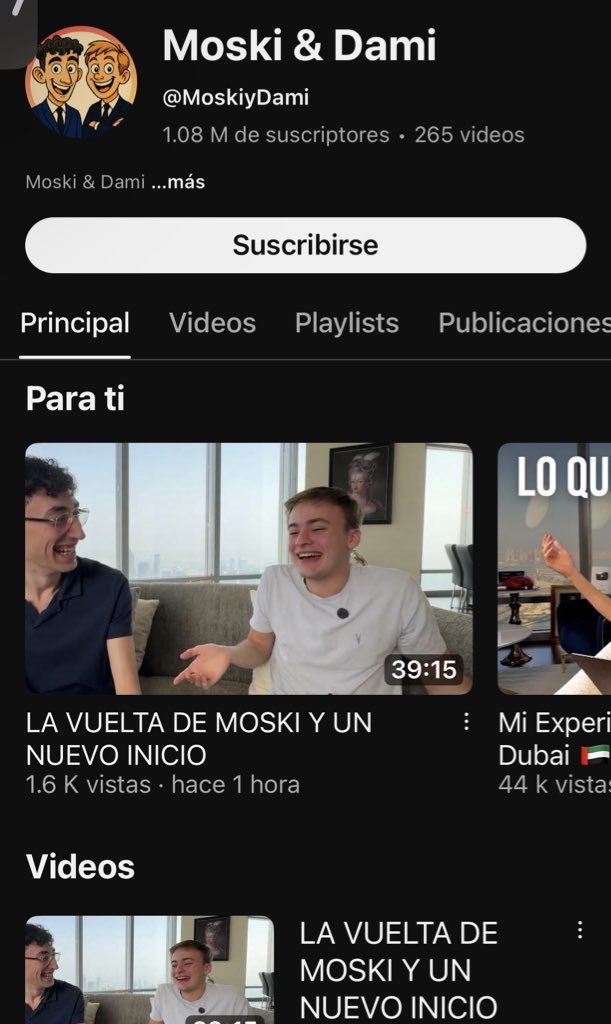 Yo lo bancaba a moski pero pense que se habia ido por que no queria mas exposición, se va de un dia para el otro a dubai y se vuelve youtuber con otro tipo