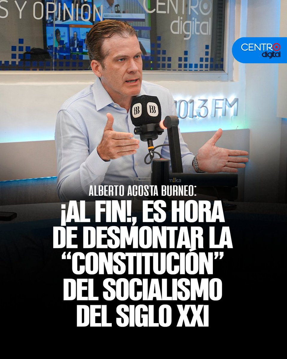 radiocentroec's tweet photo. #ATENCION | La Constitución de Montecristi, en la mira. Analista @ALBERTOACOSTAB destaca la enorme importancia de la pregunta planteada por el presidente @DanielNoboaOk , para llamar a una Asamblea Constituyente que desmonte la carta socialista. https://t.co/e4cgz7CMtP