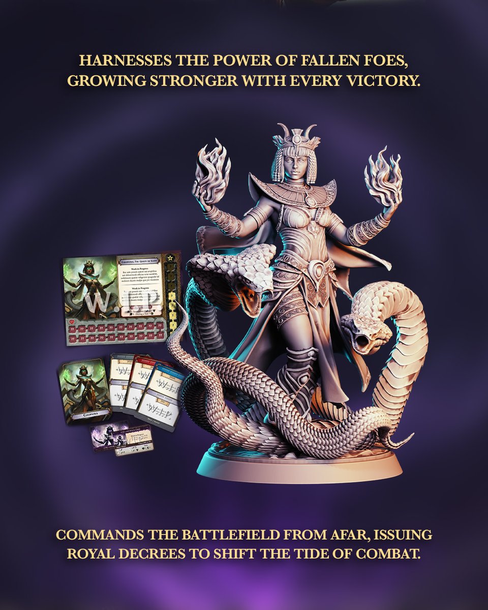 Cleopatra has joined SpellRift Legends!

The commanding queen grows stronger with every foe she defeats, reshaping distant battles through her royal decrees.

👉 Back now: gamefound.com/en/projects/dr…

#SpellRiftLegends #BoardGames #DungeonCrawler