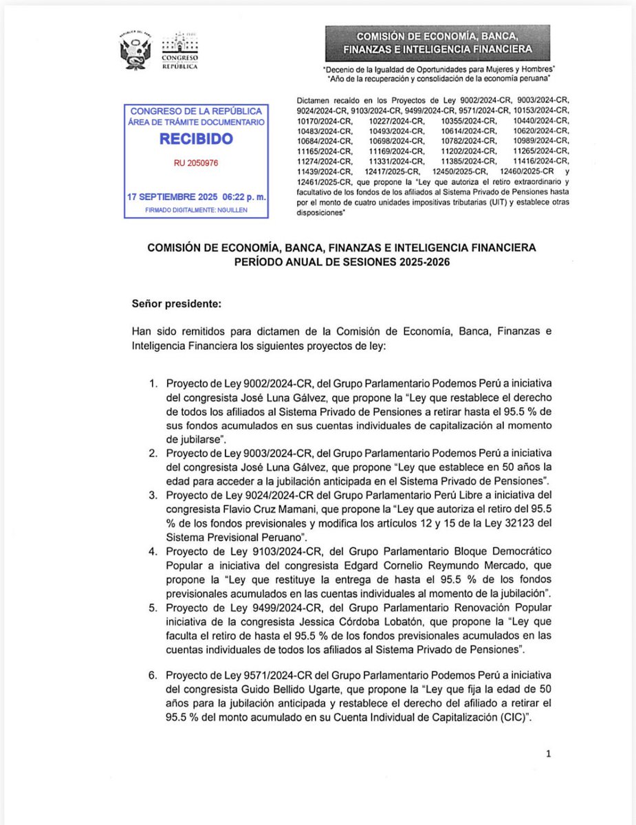 En unos minutos entra en debate la aprobación del retiro de 4 UITs de los aportes al AFP.
