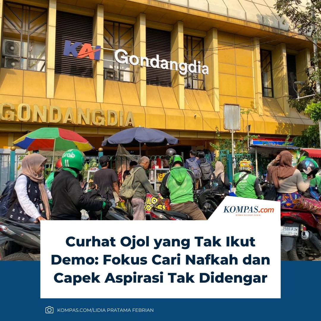 kompascom's tweet photo. Bagi sebagian pengemudi, absen dari aksi bukan berarti tidak peduli dengan aspirasi yang disuarakan. Namun, banyak di antara mereka memilih fokus mencari nafkah karena lelah berulang kali turun ke jalan tanpa hasil nyata.

Klik untuk baca: https://t.co/wKxNorZ8sK

| #Ojol https://t.co/0roiUqo0xH