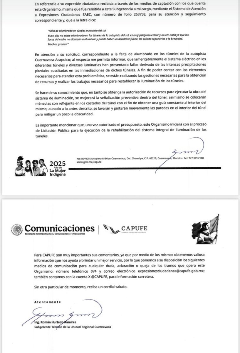 Los túneles de la autopista México-Acapulco NO tienen luz, lo que los hace inmensamente peligrosos. Antes los reclamos de cientos de usuarios,  <a href="/CAPUFE/">CAPUFE</a> responde que.... NO tiene dinero. Que cuando haya, lo arreglarán. Que mientras la gente se estampe. ¿A donde se irán las cuotas