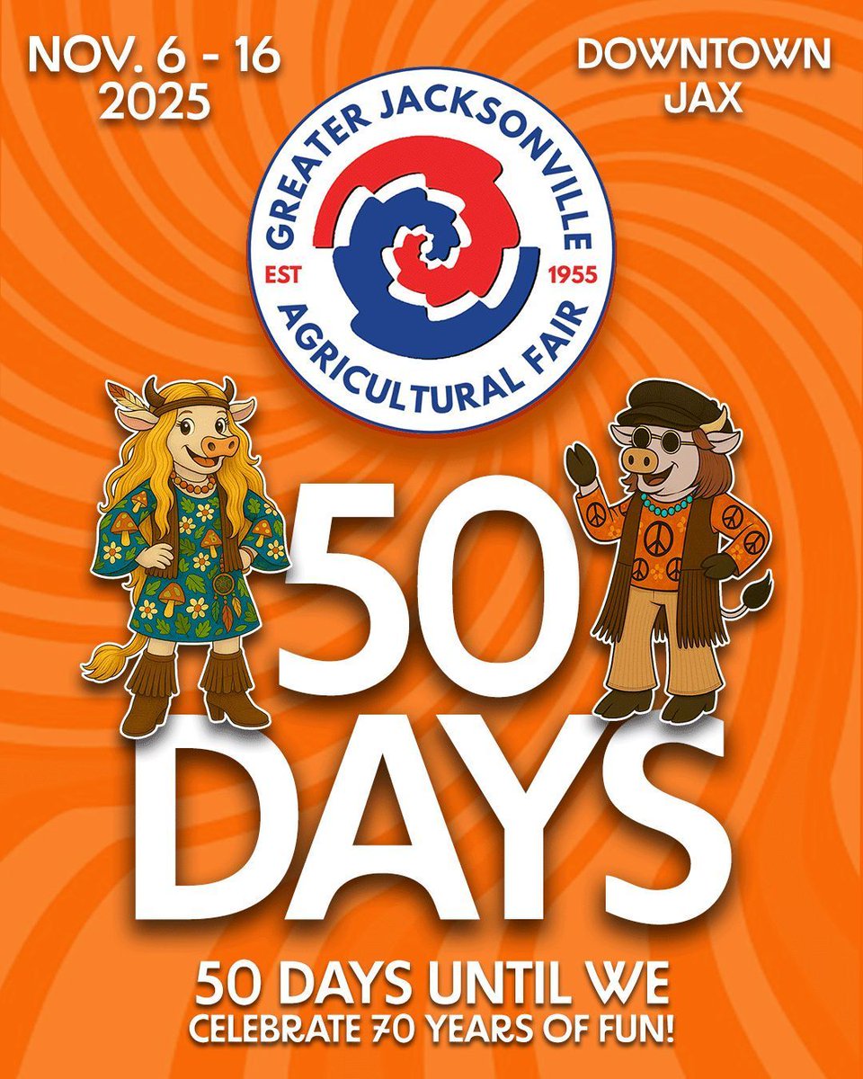 🚨50 DAYS OUT!🚨

🚀50 Days until blast off -- your last chance to experience the #JAXFAIR
in #DTJAX

👉Next stop: our new home on The Westside in 2026. Don’t forget to pick up the mega  popular MEGA PASSES before they sell out at jacksonvillefair.com/info.

#Duval #904events
