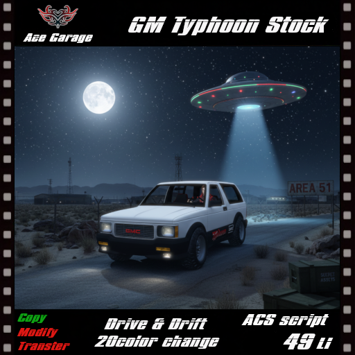 axel_rozenblum's tweet photo. Ace Garageからの新作です！
[A.G] GM Typhoon Stock
低速とドリフトのセットでカラーチェンジ可能です。
#AD #SecondLife 
Ace Garage Main Shop
https://t.co/pWWw8X0SLr https://t.co/t87TPF8sbo
