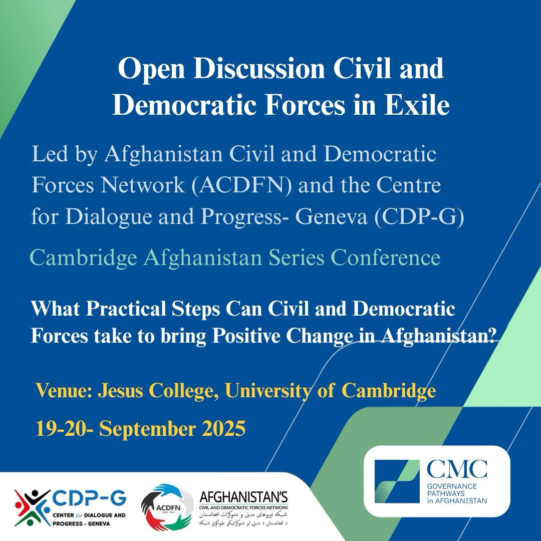 Center for Dialogue and Progress-Geneva (CDP-G) (@cdp_geneva) on Twitter photo Join us and <a href="/AfgCDFN/">Afg Civil & Democratic Forces Network - (ACDFN)</a> for this discussion on Saturday 20th Sept in Cambridge University. Given all imposed and new restrictions on the civil society actors, what practical steps and actions can be taken. Join us and <a href="/AfgCDFN/">Afg Civil & Democratic Forces Network - (ACDFN)</a> for this discussion on Saturday 20th Sept in Cambridge University. Given all imposed and new restrictions on the civil society actors, what practical steps and actions can be taken.