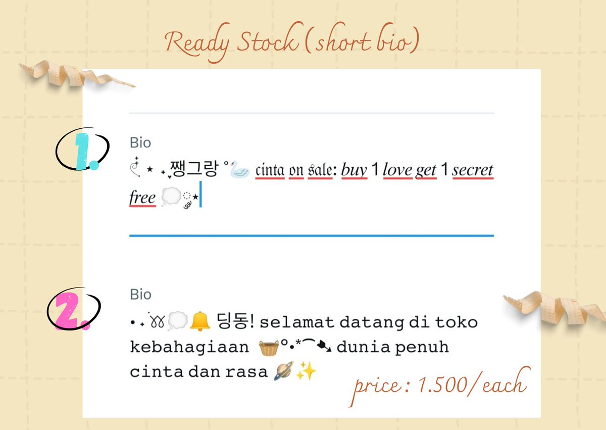 halo, kalo lewat boleh bantu buat repost ya, makasih semua lancar jualannya 💗

aku ada wording short bio ready stock cocok buat ba ni, ayo buruan angkut ni, murah aja kok 🙂‍↕️🫰

#zonauang