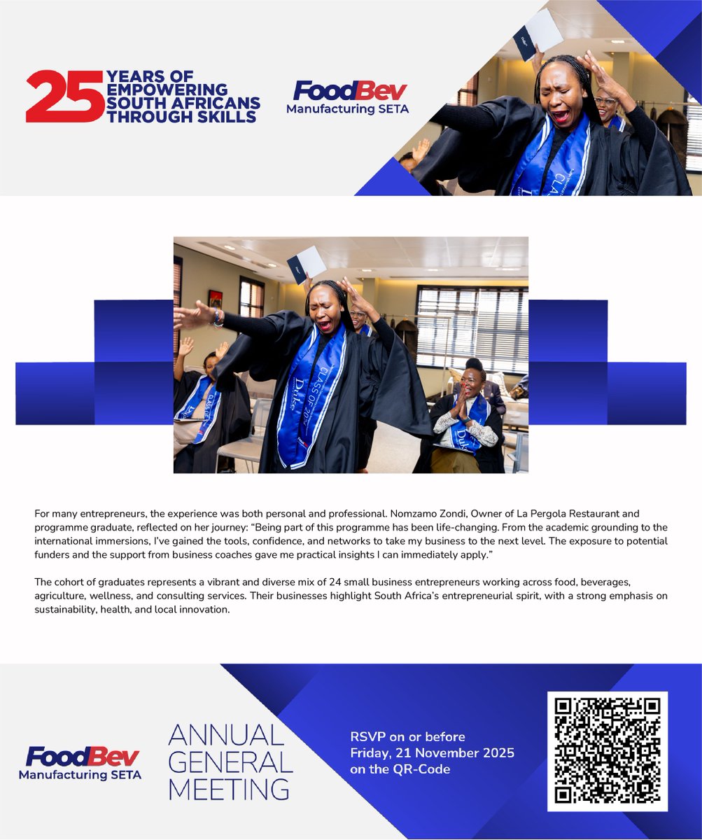 Our beneficiaries have names and faces.
At FoodBev Manufacturing SETA we are intentional about empowering SMMEs in our sector to create the much needed jobs our economy needs.
#FoodBevLeaders