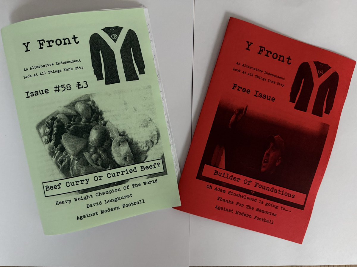 Issue 58 of Y Front is now available online at yfrontfanzine.bigcartel.com #ycfc 

Inside you will receive an 8 page Adam Hinshelwood special. 

Subscriptions are also available in 3,6 or 9 issues. 

On sale at the Three Cranes and the LNER on Saturday. #fanzines #ycfc