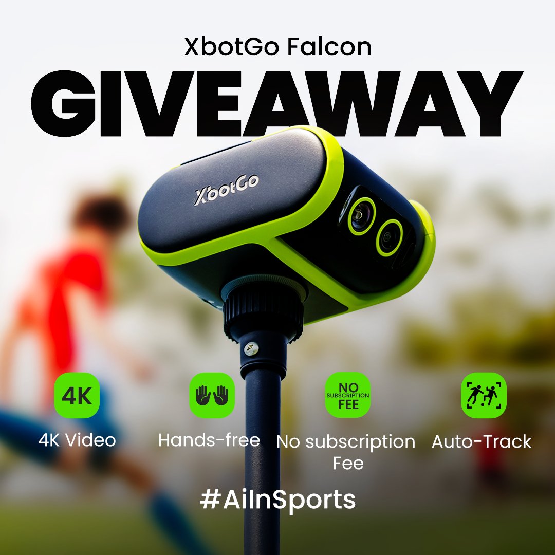 🎉 Falcon’s First Giveaway!
Win the XbotGo Falcon –the first true 4K AI Sports Camera 🏆📹

📅 Sept 18 – Nov 18
🏅 1 Winner + Top 10 Shoutouts
🔥 5,000+ entries = more prizes!

👉 How to Join:

  Post your best sports highlight (or short story).

1️⃣  Tag <a href="/XbotGoOfficial/">XbotGo</a>  + use