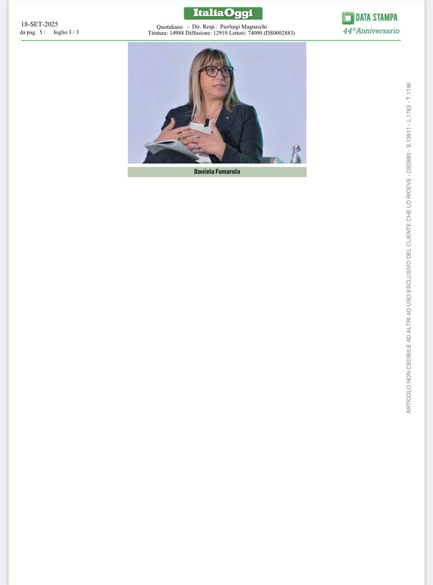 #DanielaFumarola intervistata da ‘Italia Oggi’: “Sulla manovra aspettiamo il confronto con il Governo, perché i giudizi si danno sui fatti. La Legge di bilancio deve essere il primo tassello del Patto della responsabilità tra esecutivo e parti sociali”.