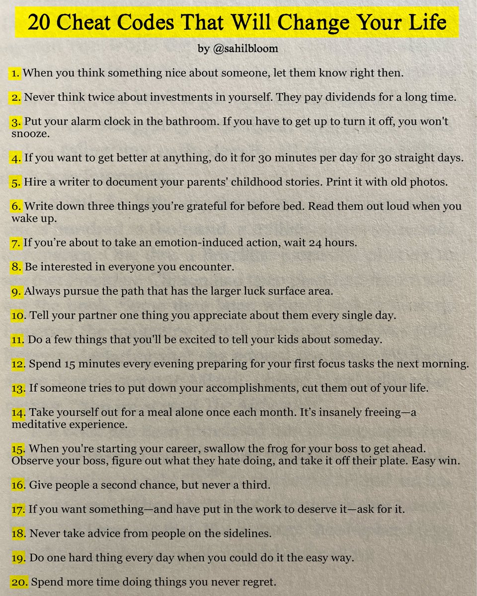 20 Cheat Codes That Will Change Your Life
