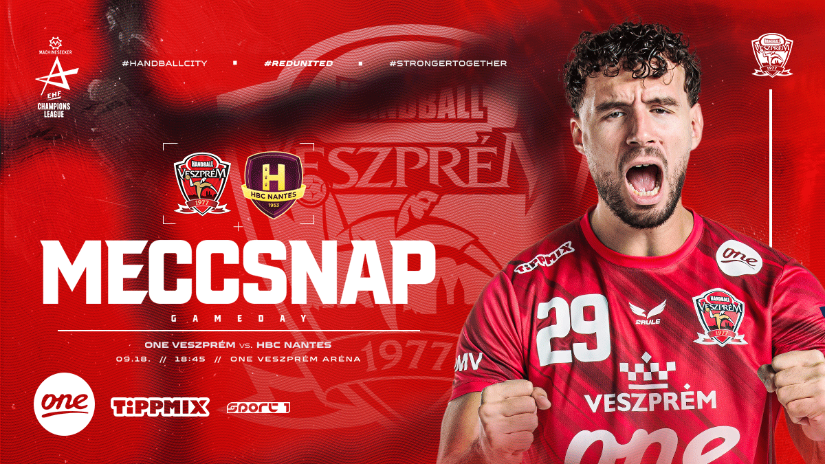 veszprem_hc's tweet image. GAMEDAY 🔴⚪️
🆚 HBC Nantes
🏆 EHF Champions League
🕰️ 18:45
🏟️ One Veszprém Aréna
📺 Sport1 TV
#RedUnited #HandballCity #StrongerTogether
