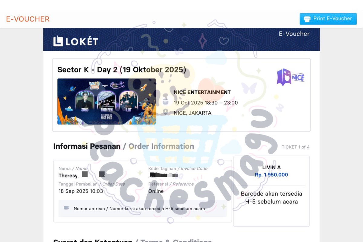 wts // want to sell :

sector k - livin a - day 2 (3 tix) secured 10.03

✅ all proof

dm for book~

t. lfb suho exo enhypen illit soundcheck concert mandiri music festival nice ticket tiket konser ina jakarta indonesia jkt 19 oct events enha