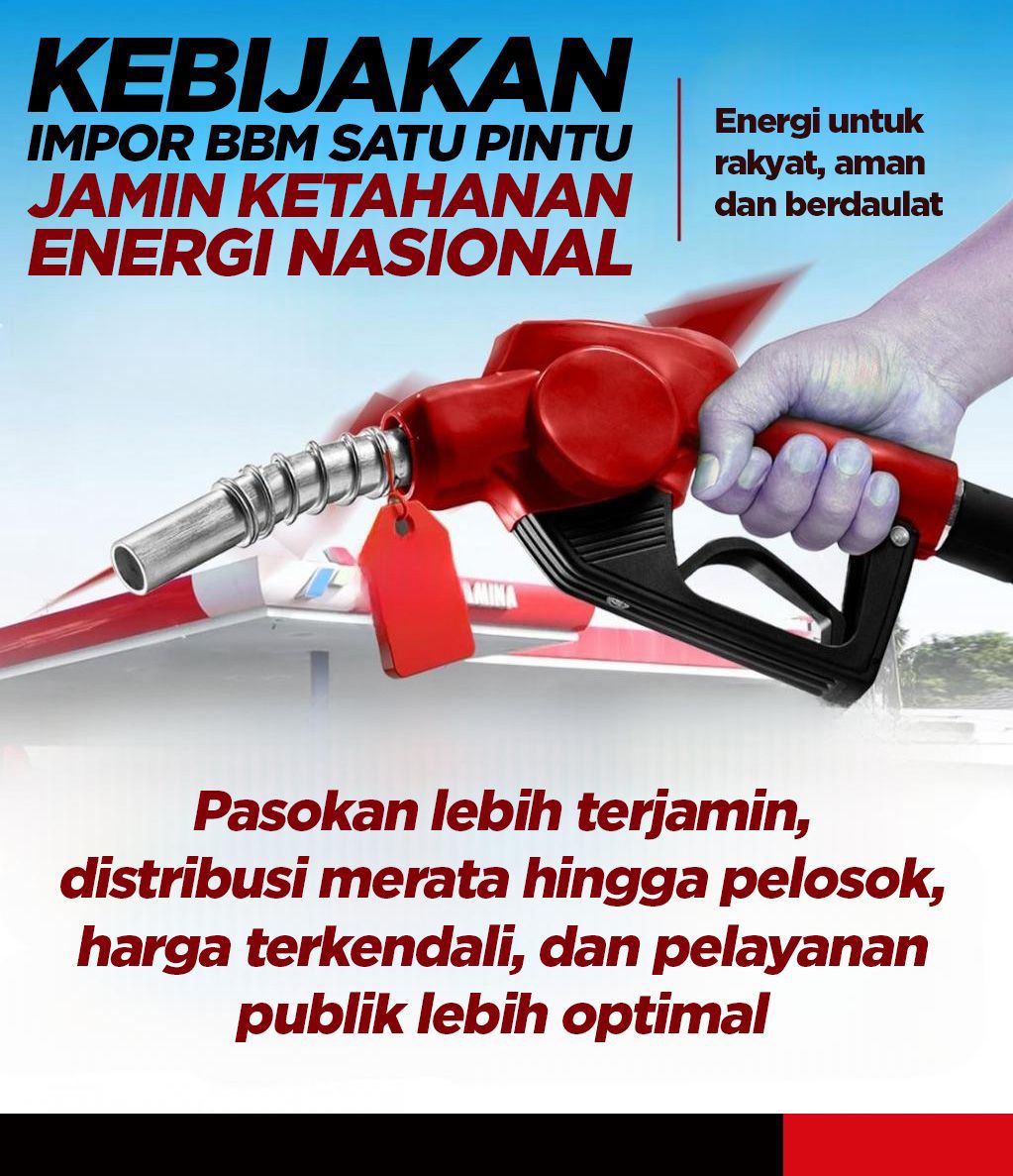 arshaka_1's tweet photo. Ketahanan Energi terjamin, kebijakan impor BBM satu pintu sangat tepat diberlakukan.
Tetap terkendali dan lebih optimal! https://t.co/A7Zh9j52ZW