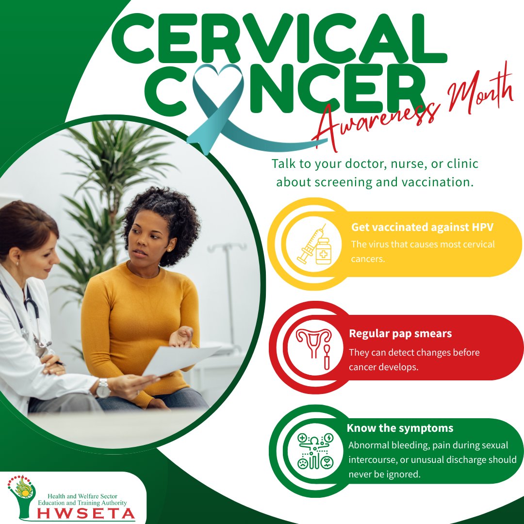 Did you know? 
➡️ Cervical cancer is the second most common cancer among women in South Africa. 
➡️ It’s also one of the most preventable cancers if caught early.
Share this to spread awareness. 
#HWSETACares
