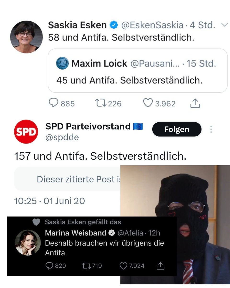 Dear Mr. Landau (<a href="/DeputySecState/">Christopher Landau</a>), pls consider visa reviews for Esken, Gysi &amp; Weisband.
It might clash with US terror rules now that the Antifa is considered a Terror Organization.

#RedaktionsnetzwerkRechts