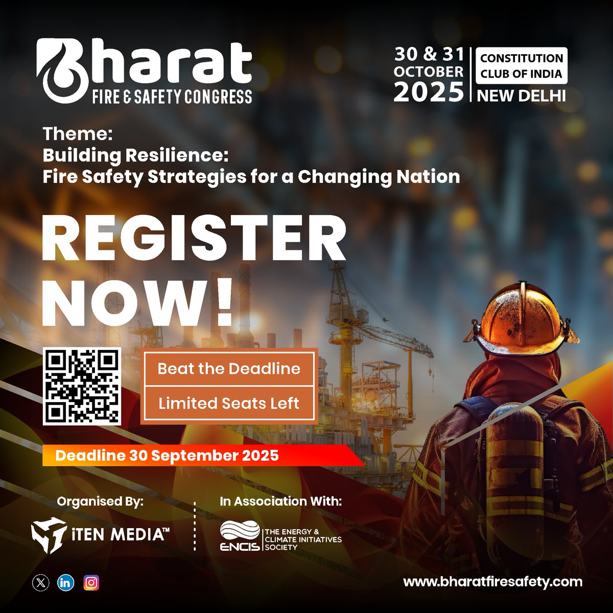 Join the <a href="/Bharat_FireSfty/">Bharat Fire & Safety Congress</a> Congress 𝟐𝟎𝟐𝟓, where India’s most influential safety leaders, regulators, and corporate decision-makers come together to address pressing challenges and chart pathways for safer, more resilient industries.
🔗 Register Now - bit.ly/46ddykg