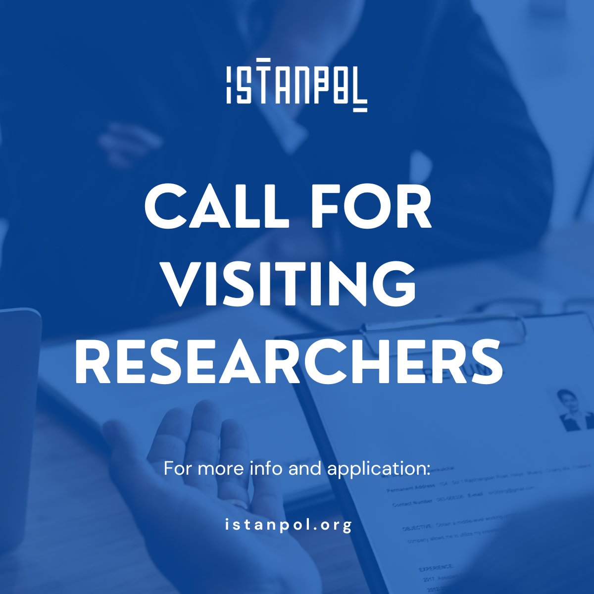 📢 IstanPol invites applications for its Visiting Researchers Program — for scholars keen to engage in policy-oriented research in Istanbul within areas of democratization and foreign policy.

🔗 For full details &amp; application ➡️ bit.ly/42D4Jh8