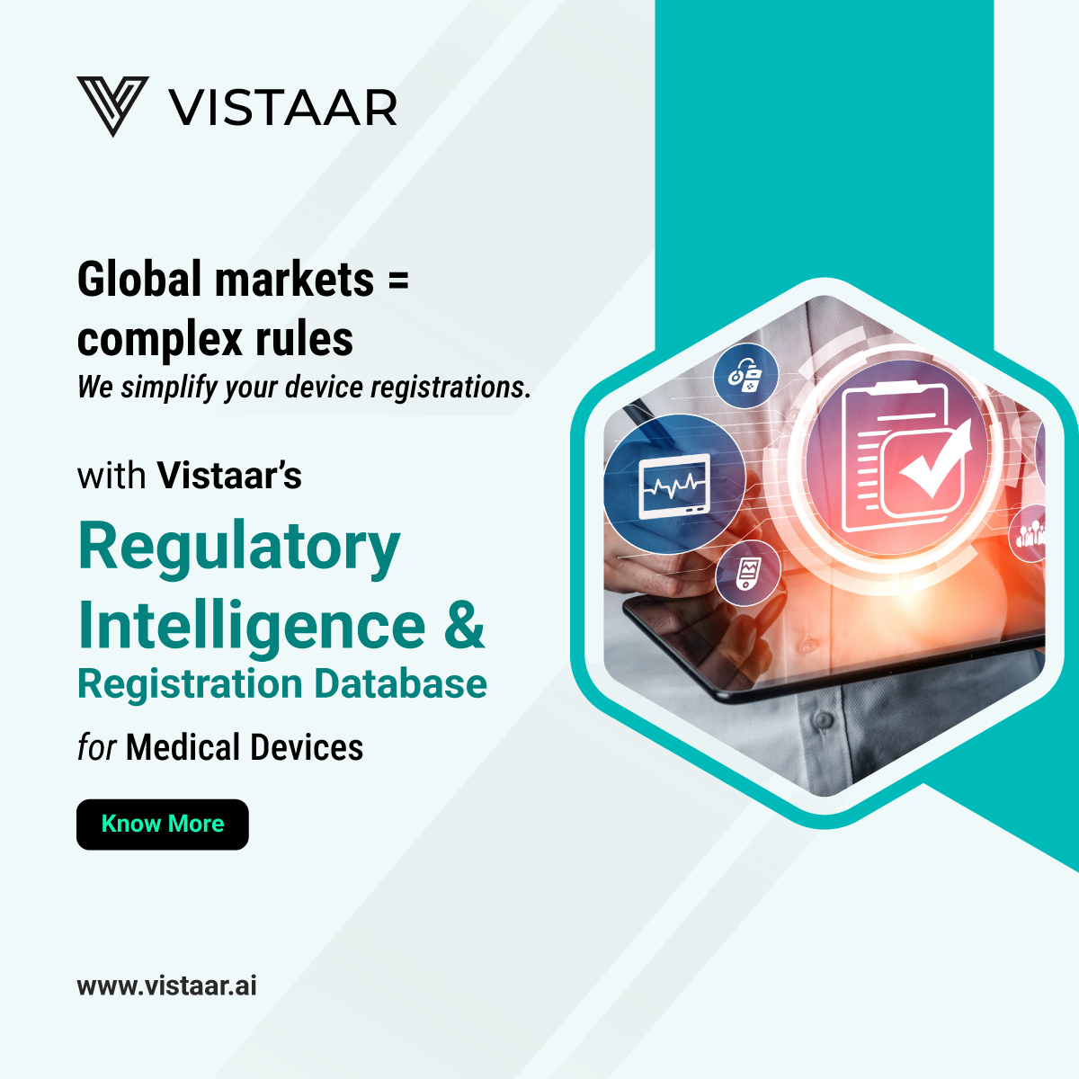 vistaarai's tweet image. Regulatory Intelligence Database
 Launching devices globally? Vistaar’s Database covers 90+ countries with AI-powered search, alerts &amp;amp; submission pathways, making compliance simple. 

👉 vistaar.ai/medical-device…
 #RegulatoryIntelligence #MedTech