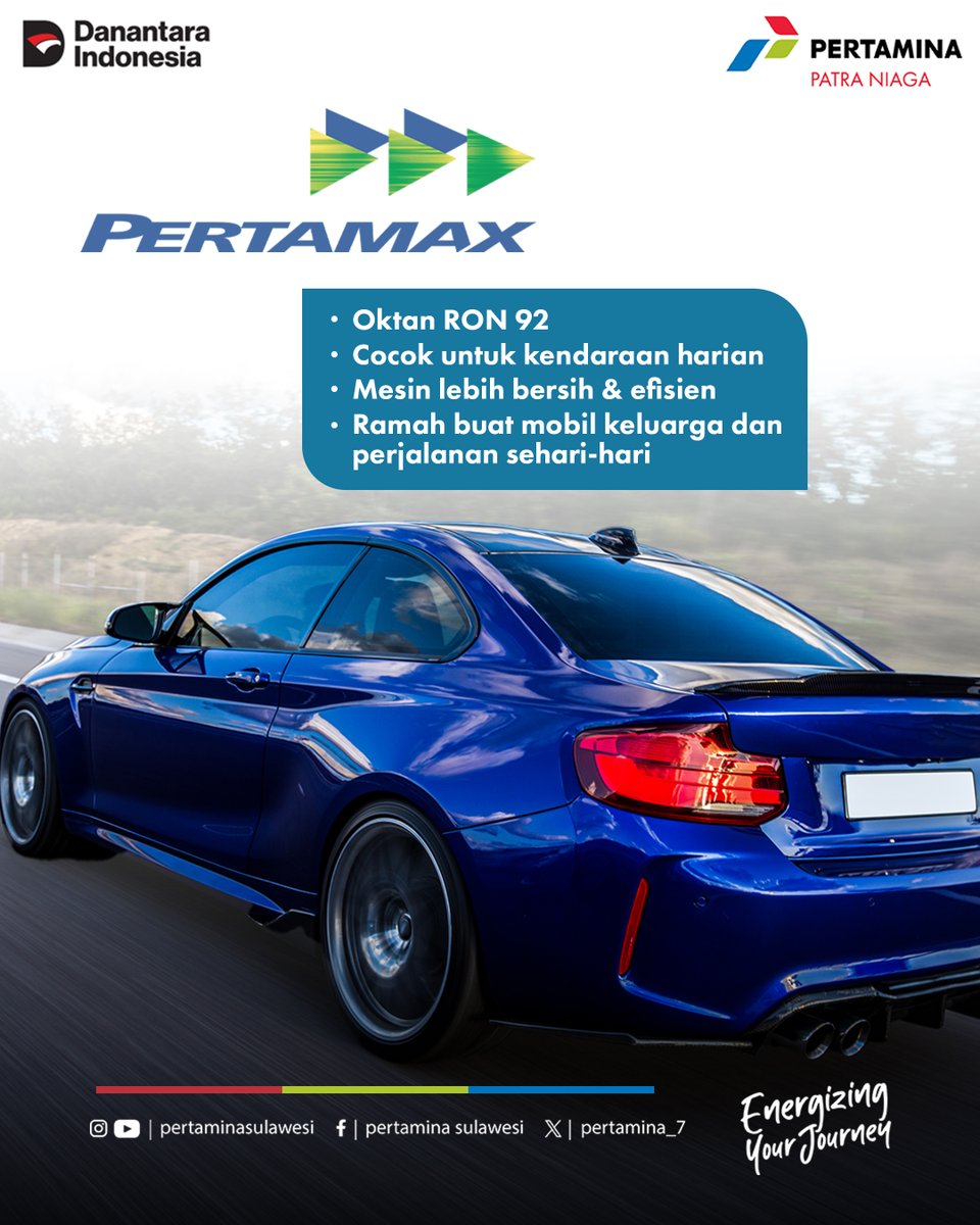 pertamina_7's tweet photo. Pertamax vs Pertamax Turbo, mana yang pas buat kamu?

Buat perjalanan harian & mobil keluarga, Pertamax sudah cukup. Bikin mesin bersih, irit, dan nyaman dipakai setiap hari.

Tapi kalau kamu suka performa tinggi, sering ngebut di tol, atau pakai mobil modern, Pertamax Turbo jawabannya. Tarikan lebih halus, respons mesin lebih cepat, dan tenaga maksimal!

Keduanya sama-sama BBM berkualitas dari Pertamina yang bikin mesin lebih awet dan ramah lingkungan.

Jadi, kamu #TimPertamax atau #TimPertamaxTurbo?

#Pertamina #Pertamax #PertamaxTurbo #BBMBerkualitas