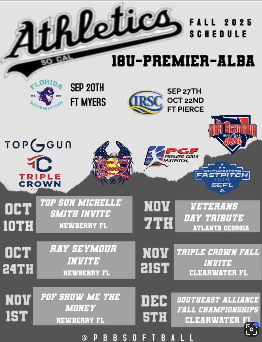 🚨Fall Schedule 🥎