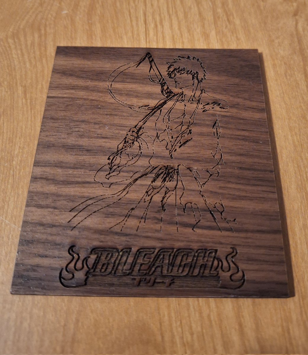 ac_des1gns's tweet image. Laser etched design of Ichigo from &quot;Bleach&quot; #Bleach  #cncidea #projectidea #cncproject