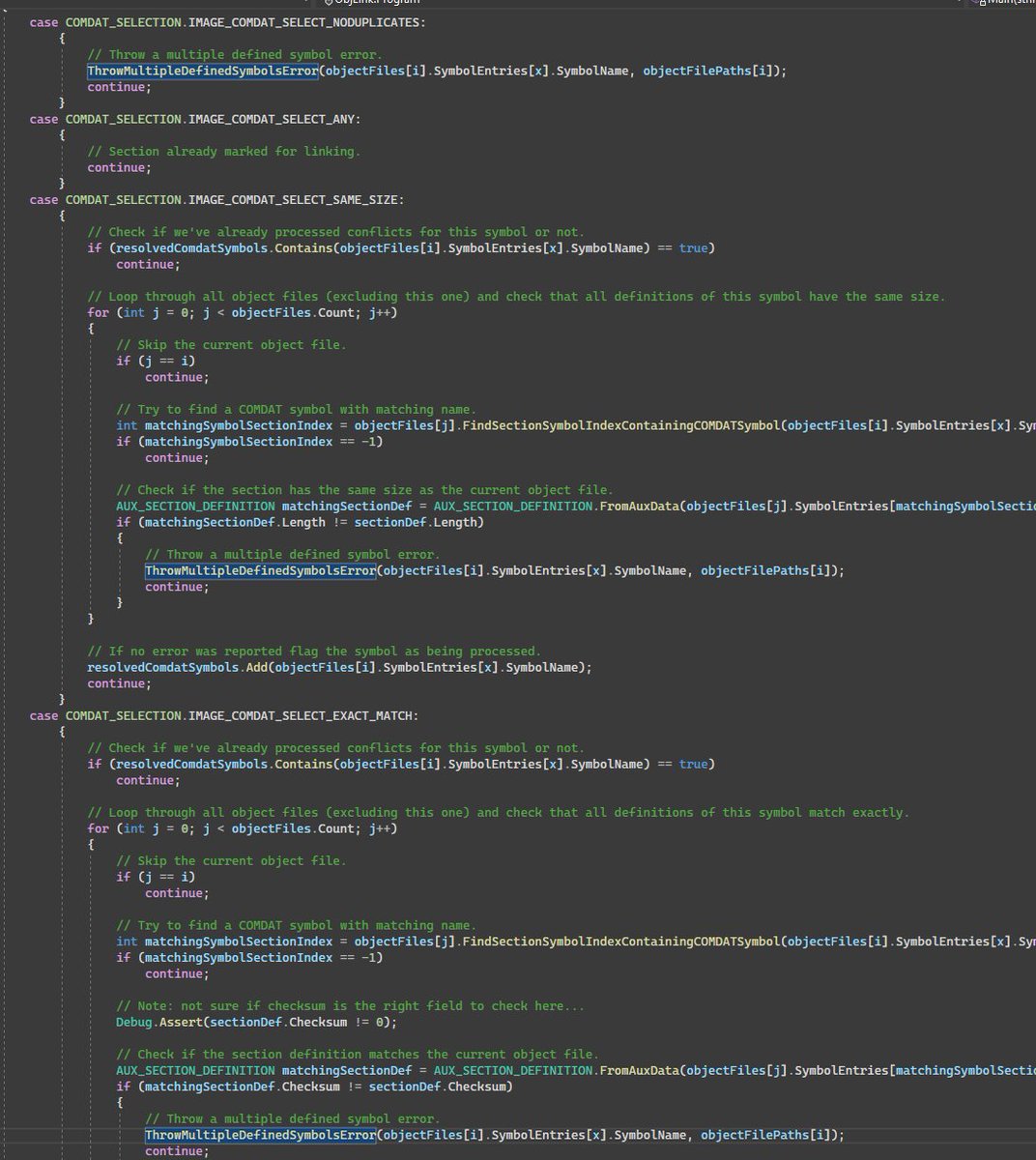 The code for this exploit has gotten so large I decided to break it into multiple cpp files which means updating my custom linker to support linking multiple object files. I had to write logic to handle multiply defined symbols which gave me a funny "I've come so far" feeling