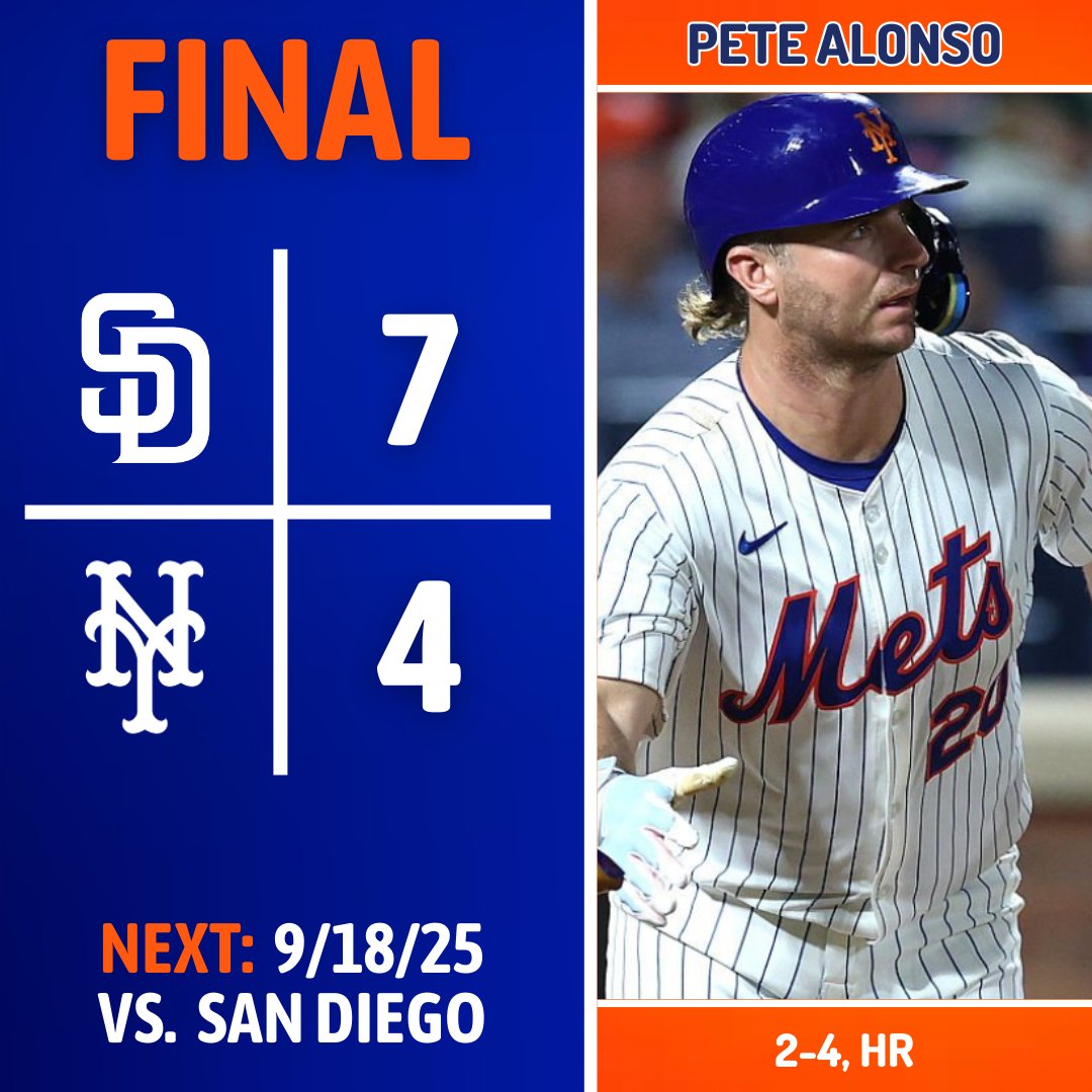 daily_mets_'s tweet photo. The Mets drop this one to the Padres https://t.co/Z43duyyCb7