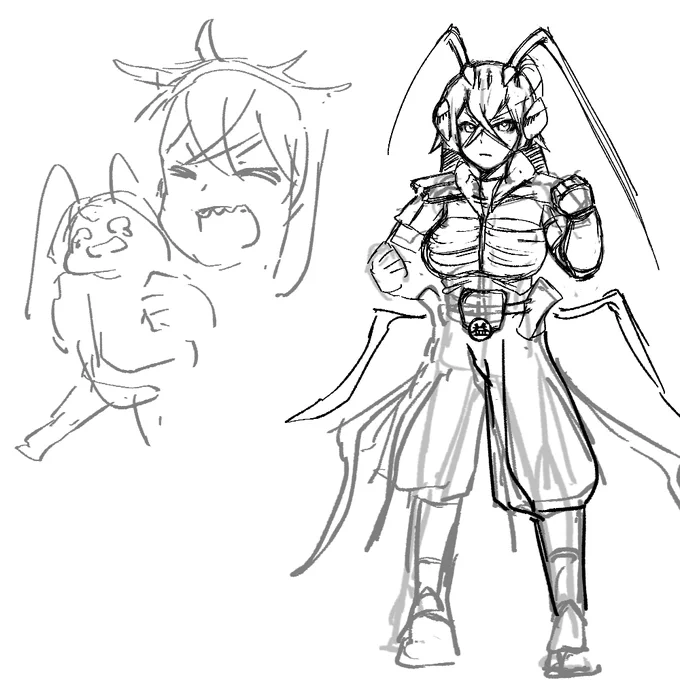 ゲジゲジ擬人化。
胴体の節が多くて、甲冑を纏った武士っぽいよね。 