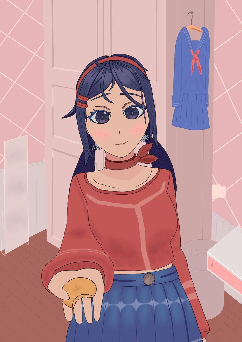 WalnutCaptain3's tweet photo. Mita offers you a cookie after you stared at her for too long! #MiSide #MiSideMita https://t.co/88FXr9m5nH