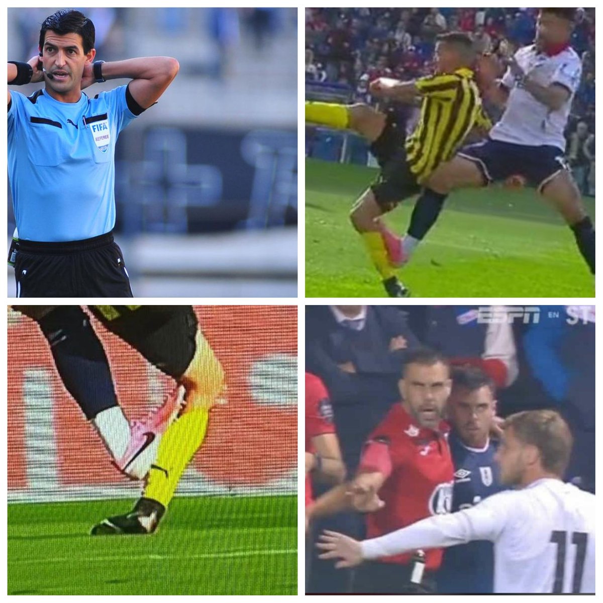 El árbitro en el River Plate vs Palmeiras explicando las razones de su decisión y el VAR, imaginen en el Campeonato Uruguayo