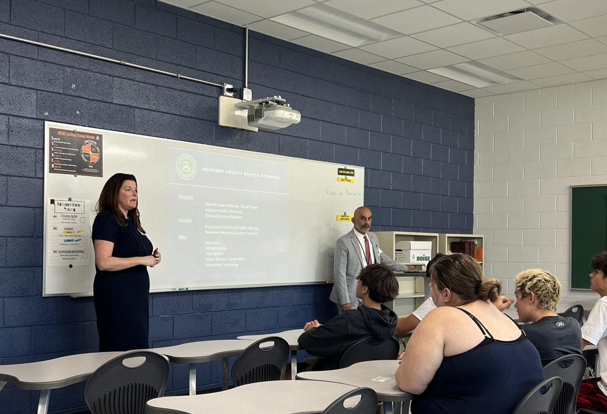 Thank you Randi Freese and Ashur Youash of the <a href="/McHenryCoSAO/">McHenry County State's Attorney</a> for speaking to our Youth and Law students. <a href="/MCHS156/">McHenry</a> <a href="/McHenrySS/">MCHS Social Science</a>