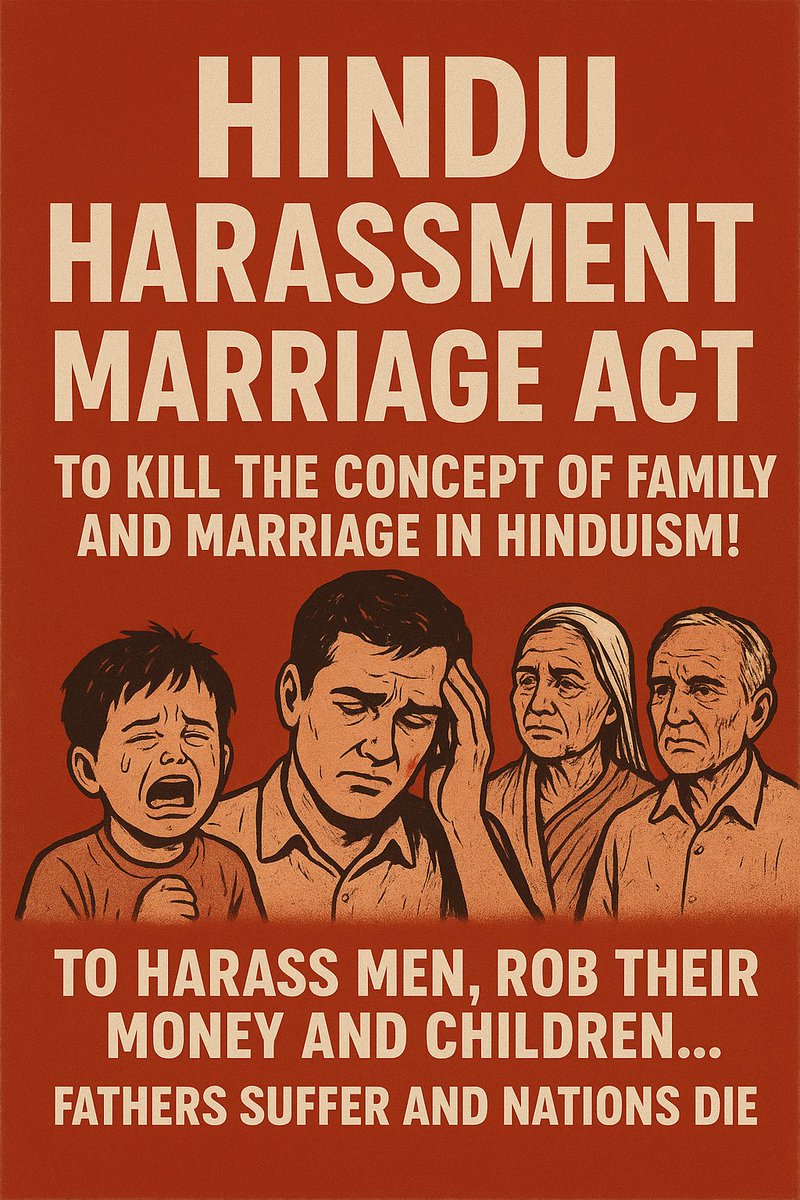 victory90148416's tweet image. Marriage under HMA = Trap 🎭
🔹 False 498A = Instant villain
🔹 Adultery = Heroine rights
🔹 Maintenance = Lifetime slavery
🔹 Kids = Weapon against father
Is this law or extortion?
"Hindu Harassment Marriage Act - Break the home, loot the man"
#SaveMen #MenToo #StopBias