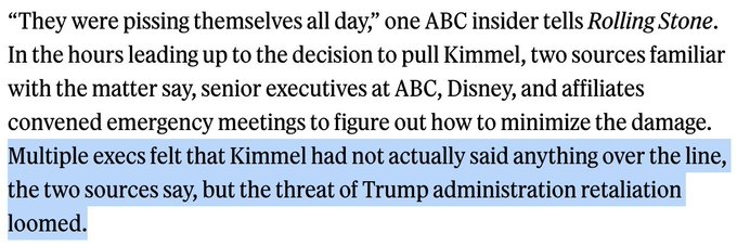 sickdegenerate's tweet image. Chat are we cooked?

Fox News Host Brian Kilmeade "involuntary lethal injection or something just kill them (unhoused people)  
"apologized" on air

Jimmy Kimmel "this is how a 4yr old mourns a goldfish"  
Indefinitely suspended  
State sanctioned suppression of free speech