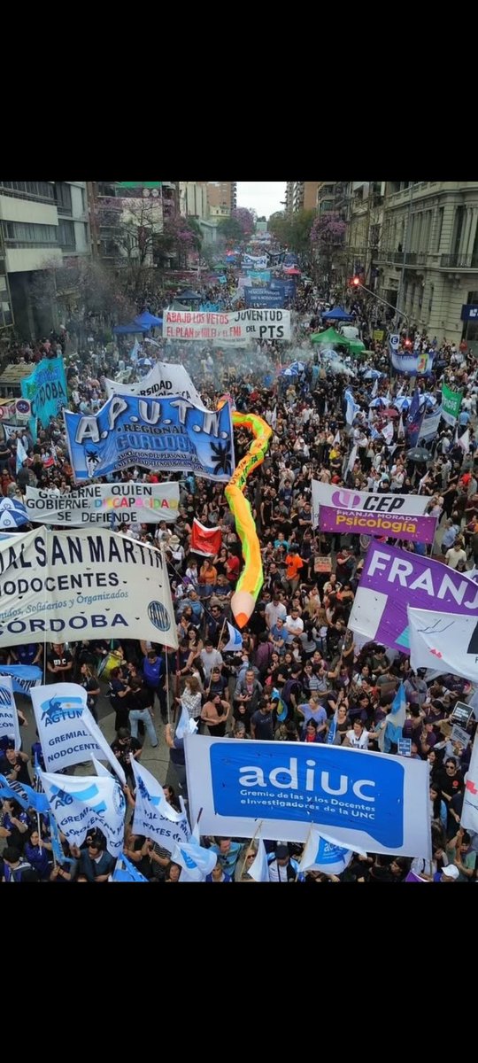 NahuelNahuelrr's tweet photo. Enorme movilización en Córdoba y en todo el país. 
Total rechazo a los vetos de Milei. Derrotemos el plan de ataque del gobierno, los empresarios y el FMI. https://t.co/XscRYp3jwP