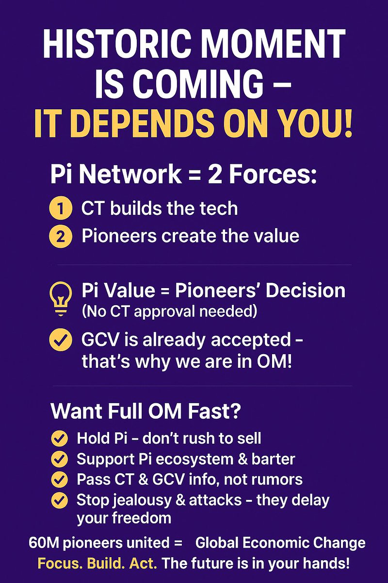 🌍 The Historic Moment Is Coming – Pioneers, It Depends on You!

Dear Global Pioneers,

A historic moment is approaching for the Pi Network — and every single one of us plays a part in making it real.

Pi Network’s success depends on two powerful forces working together:

1.