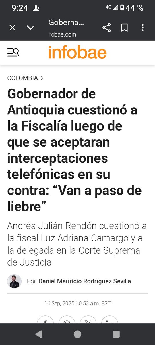 Vean a este sinvergüenza derechista corrupto cuando la fiscalía va a paso de liebre en contra de Daniel Quintero está bien es perfecta es una gran institución pero cuando les toca a ellos responder es lo peor la derecha es una porquería
