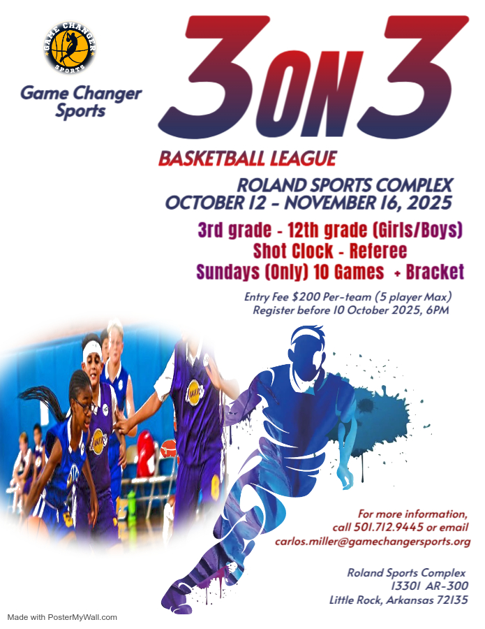 GCS Athletic Events Presents "Youth 3 on 3 Basketball" October 12 - November 16, 2025 - mailchi.mp/gamechangerspo…