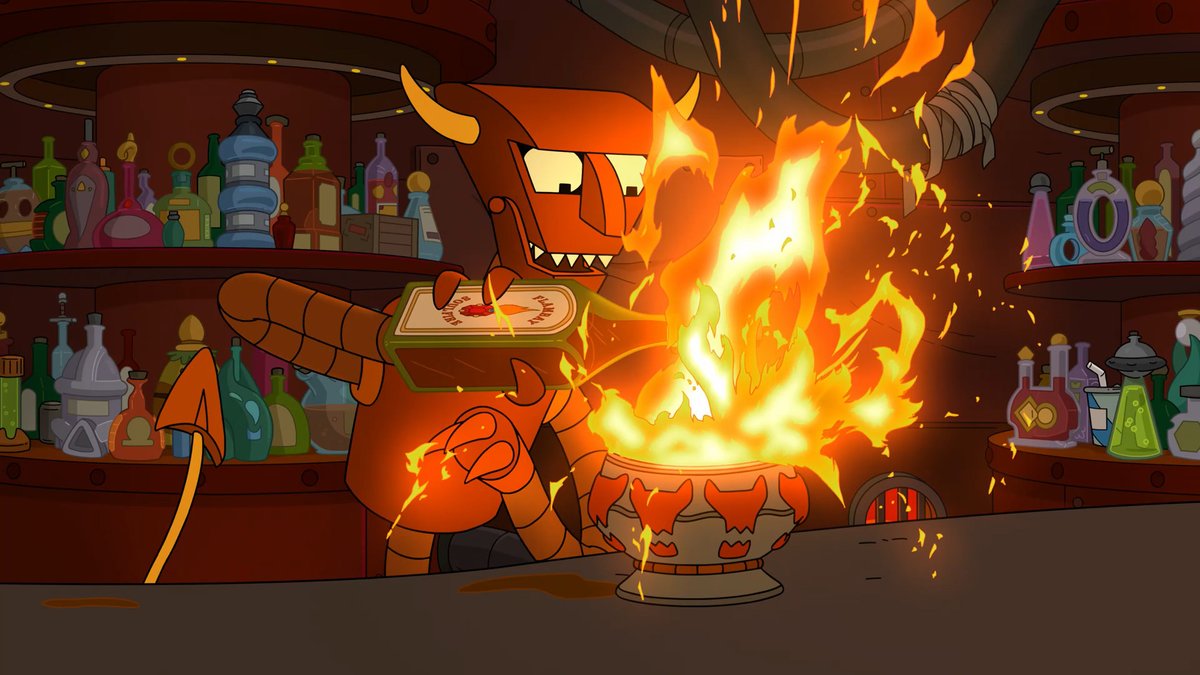 EvilLove666's tweet photo. me: "Glad to see Master Robot Devil is doing well showing off his bartending skills in The Hip Joint Club Access of Damnation Inferno bar making drinks🍷🍸🧉🍹🍺 in all their flaming🔥glory"
#TopVillains #RobotDevil #Futurama https://t.co/Rb6A9di5NY