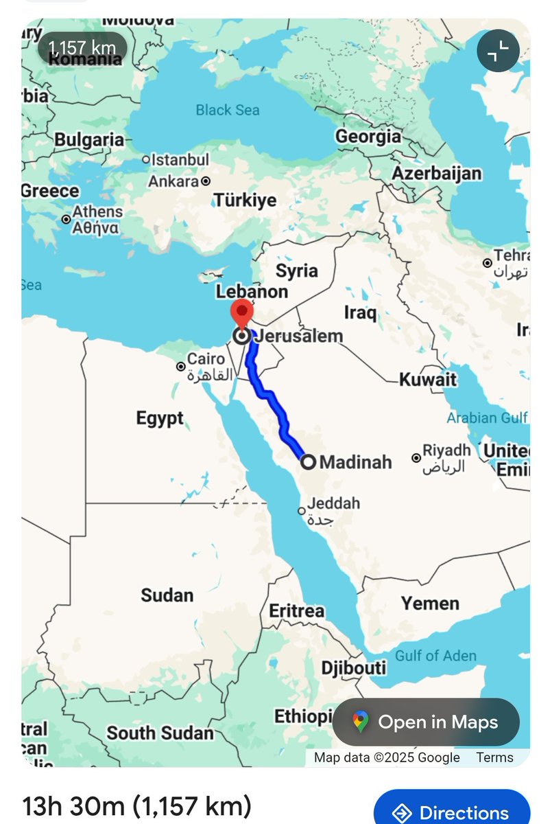 ان شاءاللہ تعالیٰ العزیز
ویسے بھی اگر راولپنڈی اور مدینہ منورہ سے یروشلیم کا فاصلہ دیکھا جائے تو بجائے مِڈ رینج میزائلوں کے کامیاب تجربے کرنے کے کیوں نا  حقیقی ٹیسٹ کر لئیے جائیں۔ کہاں 4754 کلو میٹر  اور کہاں 1157 کلو میٹر۔ اور اگر ساتھ میں 5th Gen جےایف 17 کا تڑکا لگا دیا گیا تو