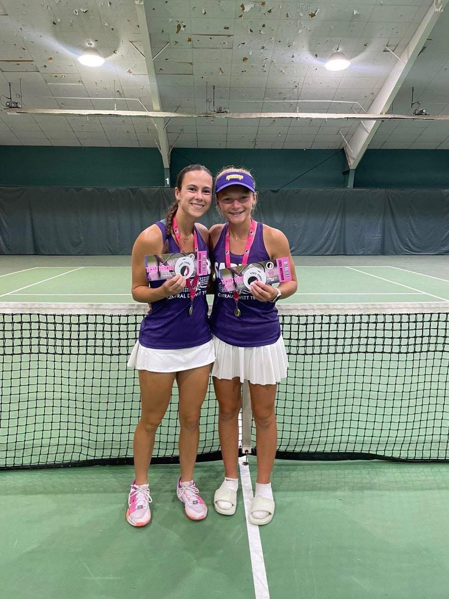 CONGRATULATIONS to our very own Clara Leconte!! Clara and Greenley Grell have PUNCHED THEIR TICKET TO STATE taking first place in the region for doubles!
Way to go ladies!!!!  💜💛💜💛