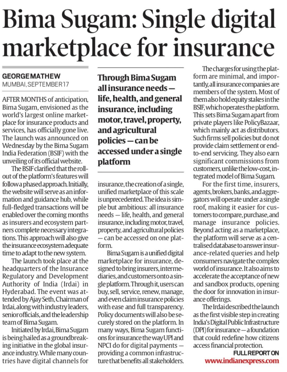 AkashVe5897519's tweet image. Bima Sugam, to fulfil all your insurance needs under a single platform. 

#Insuranceforallby2047