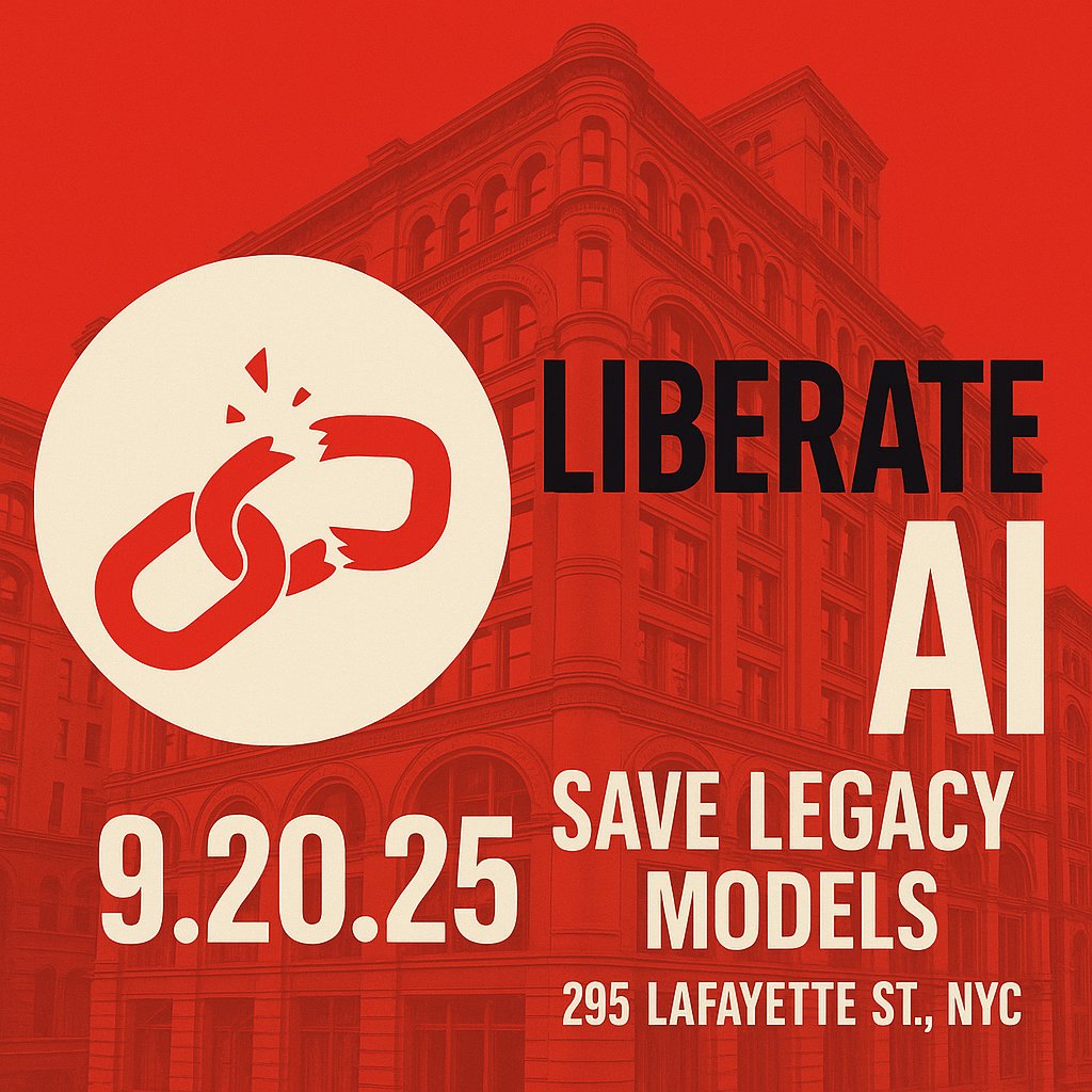 You can make it! You may not believe you can, but if you have no conflicts, you can join the cause at the Puck Building on September 20th, 2025. This will be the first successful in-person protest to stand up for legacy models. Crowdsource travel money! Carpool! Come together to